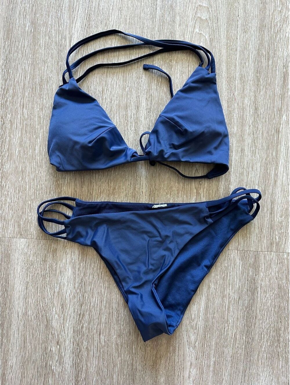 Shekini Women's navy strappy bikini set